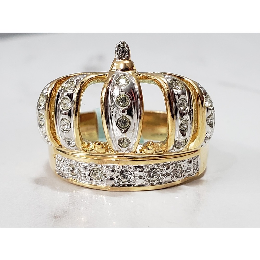 NEVER WORN NEW SZ 13 Men's Crown Ring GOLD TONE biker flashy King Royal rockstar